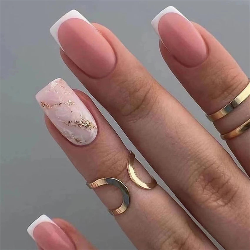 24Pcs Acrylic Artificial French Nails