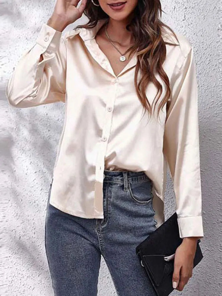 Satin Silk Long Sleeve Shirt