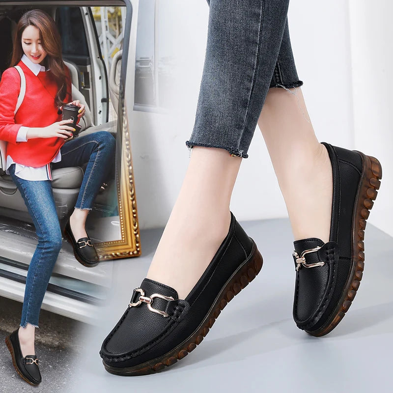 Leather Casual Ladies Loafers