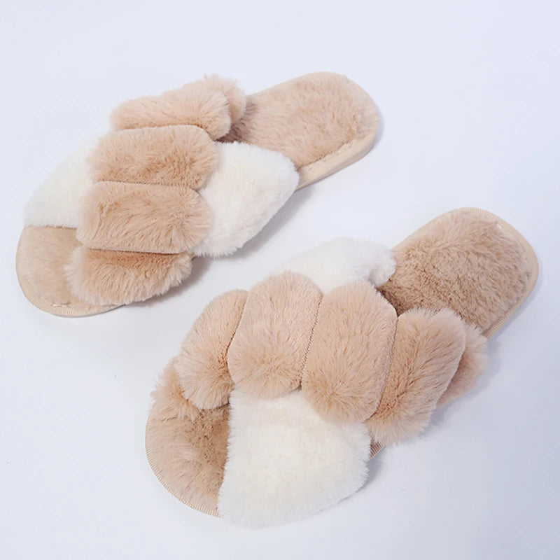 Faux Fur Woman Slippers