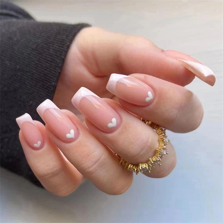 24Pcs Acrylic Artificial French Nails