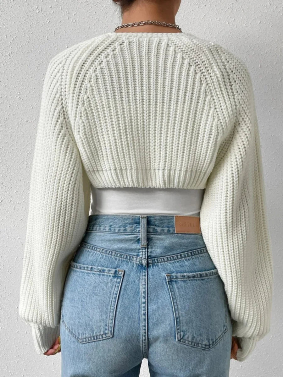 Long Sleeve Knitwear Cropped Cardigan