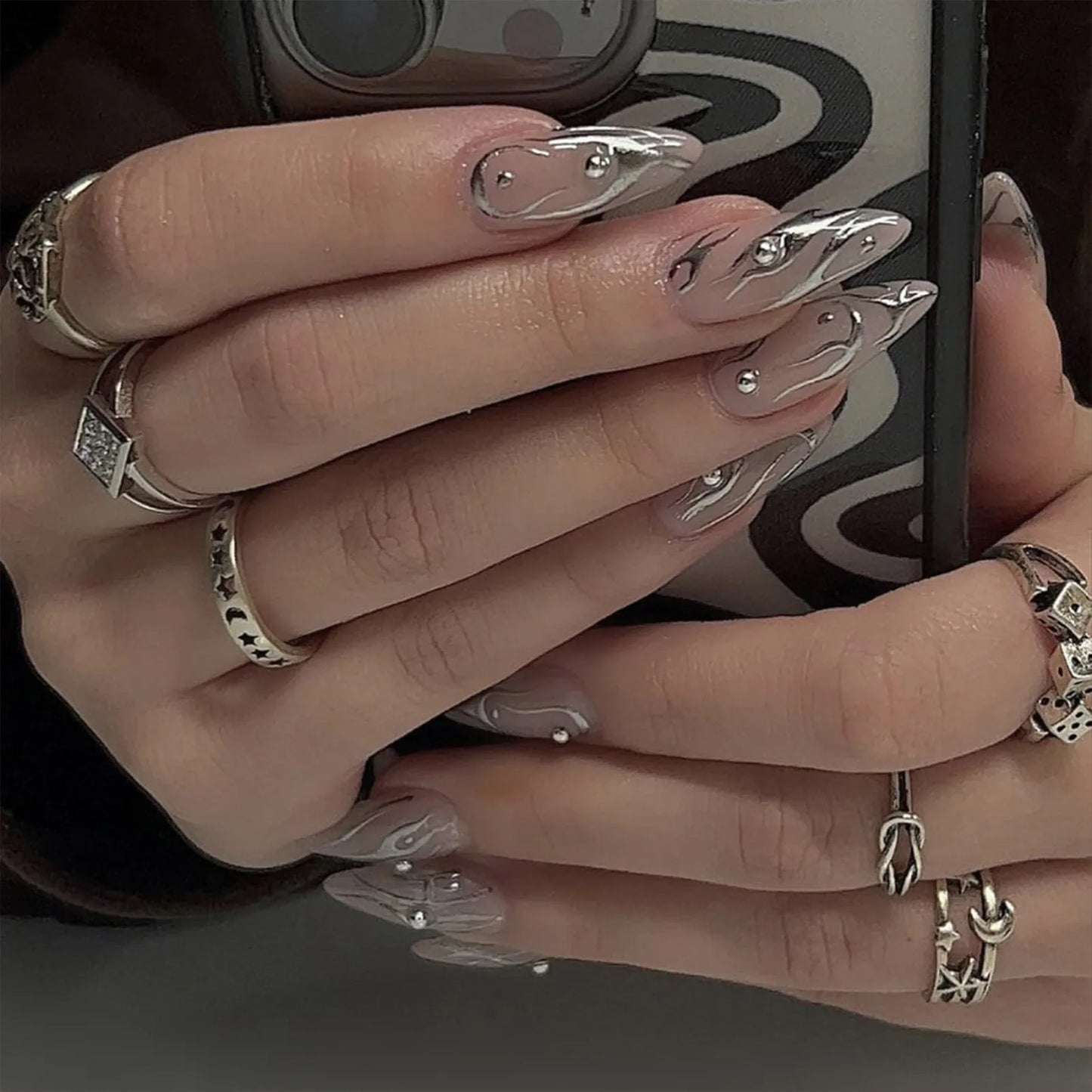 Wearable Silver False Nails