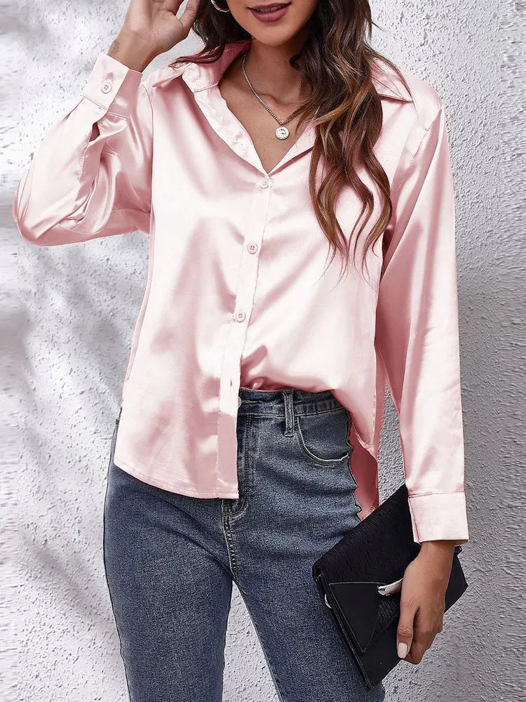 Satin Silk Long Sleeve Shirt