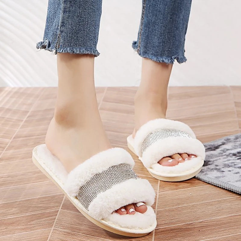 Faux Fur Woman Slippers