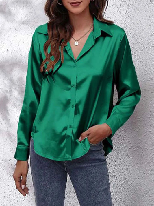 Satin Silk Long Sleeve Shirt