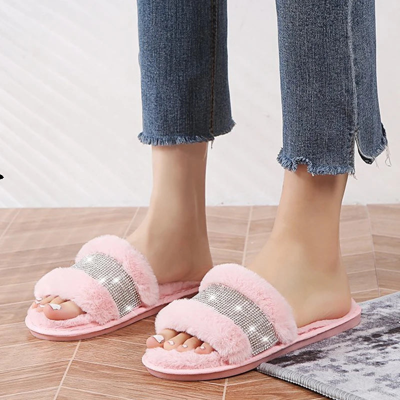 Faux Fur Woman Slippers