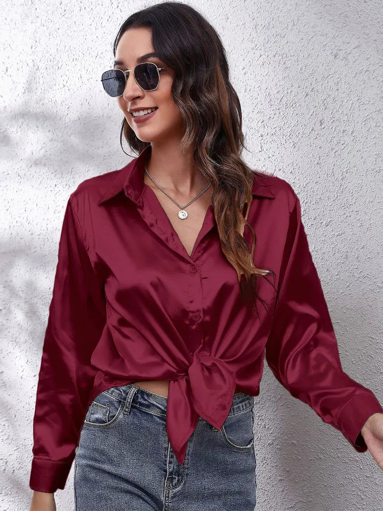 Satin Silk Long Sleeve Shirt