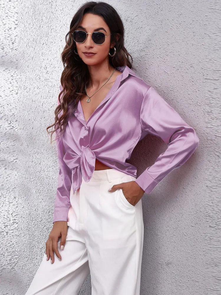 Satin Silk Long Sleeve Shirt