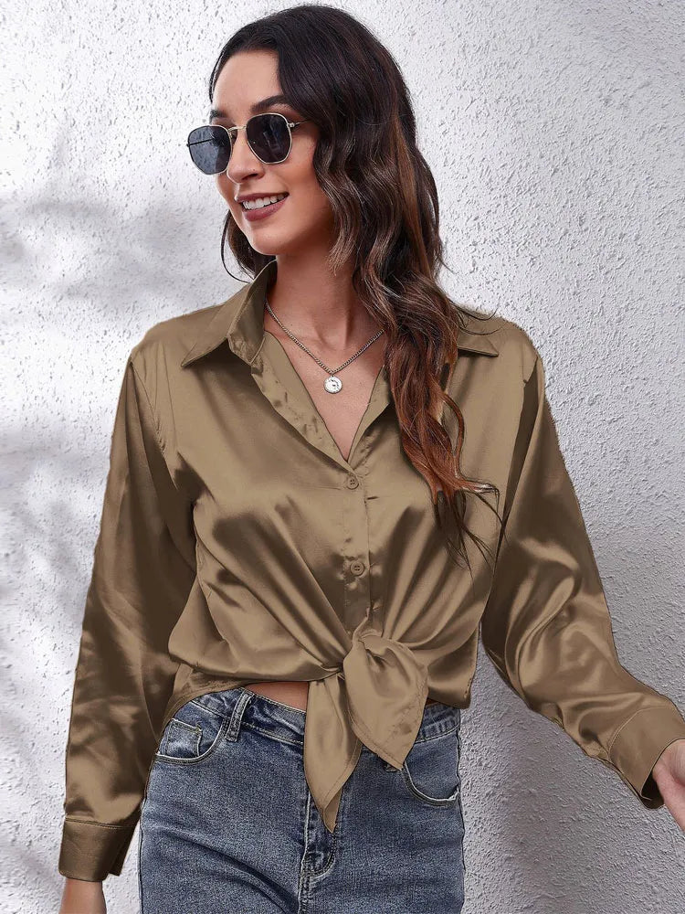 Satin Silk Long Sleeve Shirt