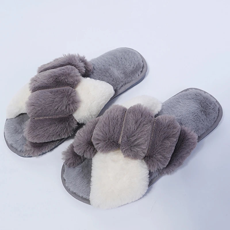 Faux Fur Woman Slippers